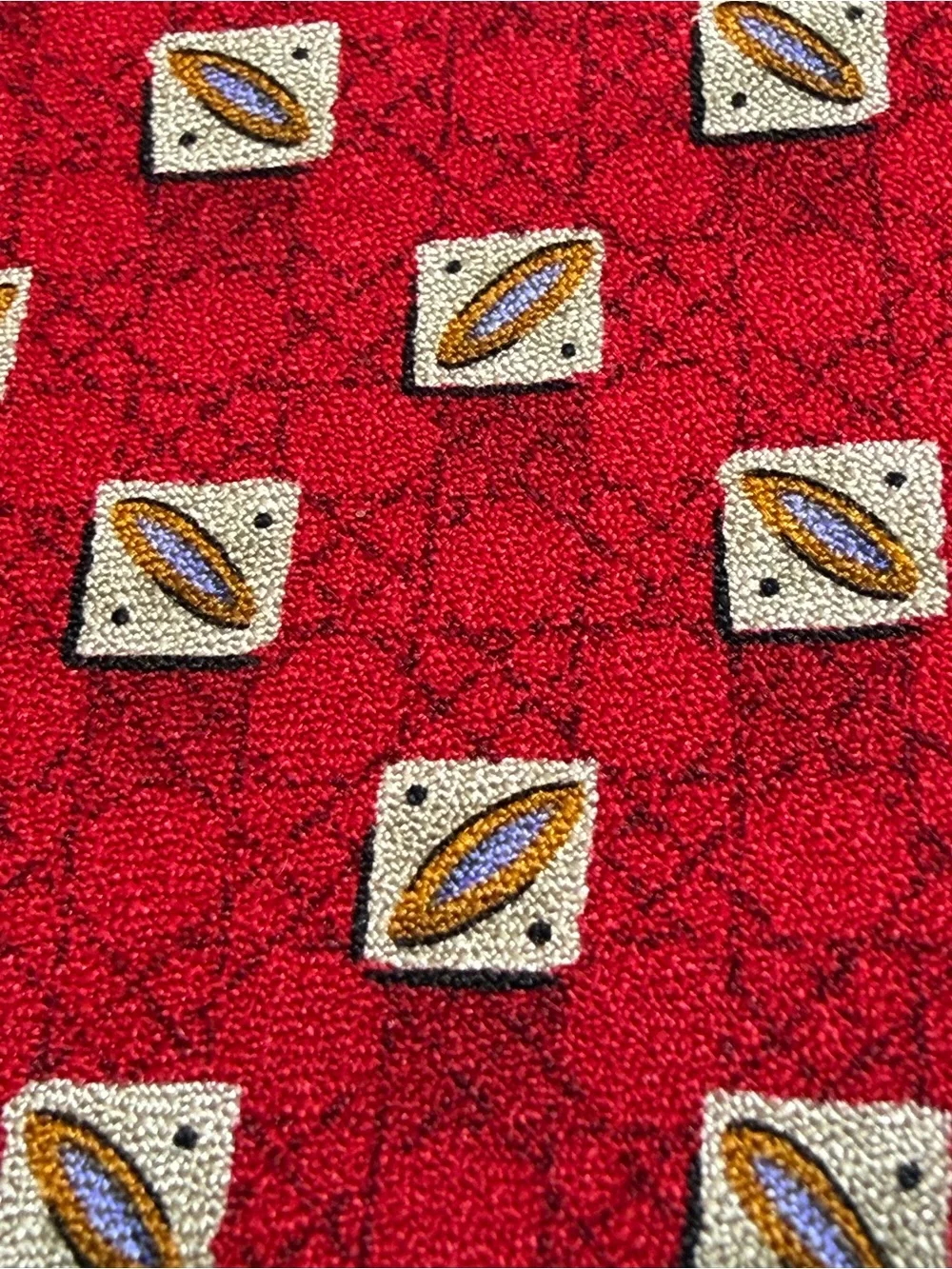 Robert Talbott Studio Silk Necktie Red Geometric Orbital Abstract USA 59 x 4